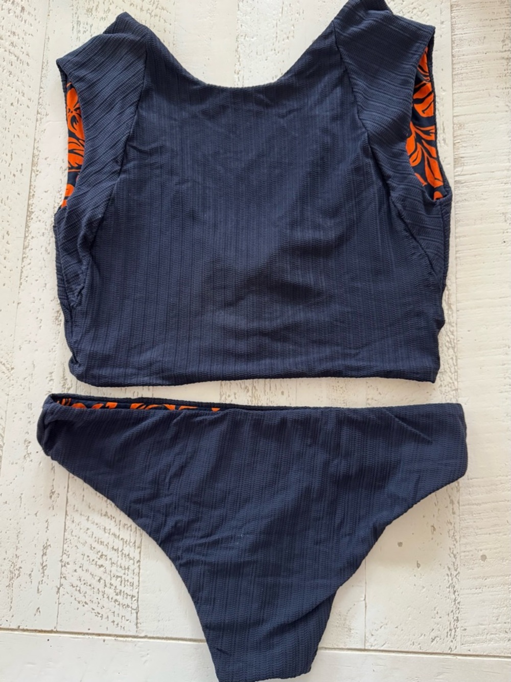 Maaji Blue and Orange Floral Scoop Bikini Top and Bottom - Picture 7 of 9